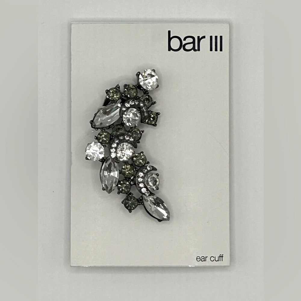 BAR III Hematite-Tone Black Diamond Crystal Ear Cuff, New with Tag